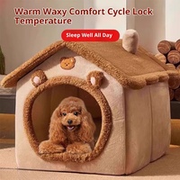 Maison pour animaux de compagnie pliable et chaude en hiver avec housse amovible en tissu pour petits animaux, chiens extra petits et chats de petite et moyenne taille
