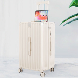 Valise extra large K095 avec roulettes pivotantes à 360 degrés, poche zippée, couleur unie, bagage de voyage unisexe avec serrure - Product Image 5