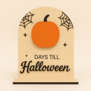 Party Decorations Wooden With Ghost Design Halloween Countdown <b>Pumpkin</b> Sign - Product Image 3