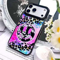Étui de téléphone pour 17 Pro Max avec protection antichute, antichoc, en verre trempé, TPU, anneau magnétique, finition miroir, protection 360°, pour le bureau