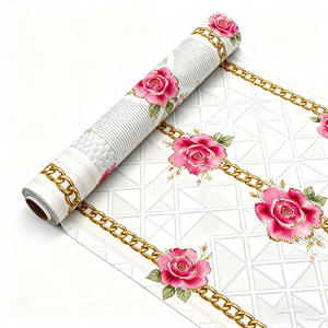 Nappe PVC de style européen de Provence égyptienne impression aquarelle couleur unie texturée motif de petite fleur de vigne pour la maison - Product Image 1