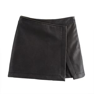 2024 automne mode Faux <span class=keywords><strong>cuir</strong></span> Double boutonnage taille haute plissé Culottes rétro décontracté élégant Sexy femmes <span class=keywords><strong>jupe</strong></span> - Product Image 1