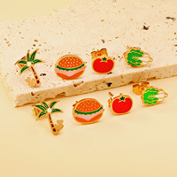 Zomerse Niche-Design dames oorbellen met schattige cartoon fruit- en voedselthema, van roestvrij staal