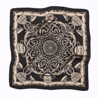 Écharpe carrée en twill de soie de mûrier 90x90cm 16mm, motifs personnalisés de luxe, et bandana en soie noire pour femmes avec logo