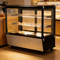 Vitrine Réfrigérée Rectangulaire de Comptoir à 4 Côtés en Verre pour Pâtisserie, Réfrigérateur Vitrine pour Gâteaux