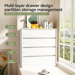 Meuble de rangement moderne en bois blanc à 3 tiroirs, commode organisatrice à panneaux plats pour bureau à domicile - Product Image 3