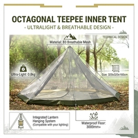 Tente intérieure tipi octogonale professionnelle en maille, abri anti-insectes pyramidal ultraléger de 320 cm et 0,8 kg pour le camping et la randonnée