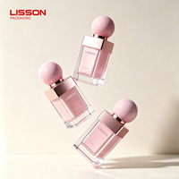 Flacon de parfum vide en verre carré de luxe personnalisé de 40 ml, flacon de sérum cosmétique pour huile parfumée avec bouchon en forme de boule