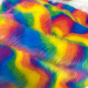 Cầu Vồng Mô Hình Sóng Mô Hình Cong Sang Trọng Lông Thú Nhân Tạo Faux Lông Cho Đồ Chơi Nhà Dệt Quần Áo Polyester Vải - Product Image 5