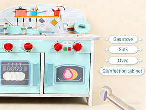 Ensemble de cuisine miniature <span class=keywords><strong>en</strong></span> gros avec réfrigérateur et cuisinière à gaz, jouet éducatif <span class=keywords><strong>en</strong></span> <span class=keywords><strong>bois</strong></span> pour enfants, gris - Product Image 6