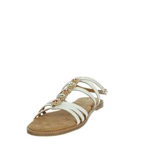 Sandalias Planas Keys Donna K-10950 Doradas con Tiras y Cuentas, Zapatos de Verano para Mujer - Product Image 6