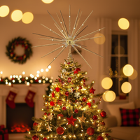 Décoration d'arbre de Noël en forme d'étoile éclatante de 14 pouces, étoile dorée explosante avec base en plastique et en fer, décoration de Noël pour la maison