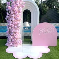 Latar belakang pernikahan Pink putih bingkai lengkung PVC latar belakang dinding acara Chiara lengkungan Latar Belakang Berdiri untuk dekorasi pesta pernikahan