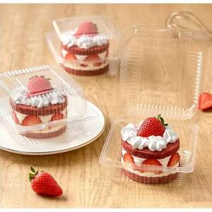 Clear Disposable PET Square Hinged Pet Food Container with Recycled Materials to Go Containers Clear Lids <strong>Cake</strong> <strong>Slice</strong> Containers - Product Image 2