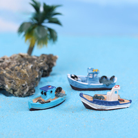 Ornements de paysage miniature personnalisés pour aquarium, simulation de yacht, croisière, plage, bord de mer, petit bateau de pêche, aquarium