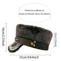 Bérets Punk Rock en Gros avec Crâne de Taureau et Strass, Chapeaux et Casquettes de Fête Personnalisables avec Logo pour Femmes, Halloween