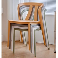 Chaise de salle à manger en plastique nordique empilable sans accoudoirs avec dossier pour balcon, terrasse, restaurant