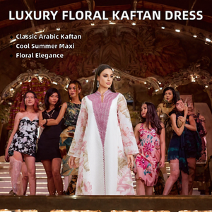2022 Luxury Floral <b>Kaftan</b> Dresses Abaya <b>Women</b> Fashionable Arabic Islamic Breathable Summer Long Dress Traditional Muslim - Product Image 2