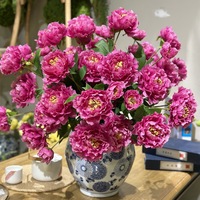 Susunan Bunga Peony 3 Kepala Besar Buatan Tangan dari Sutra, Dekorasi Pernikahan, Hari Ibu, Wisuda, Hari Valentine