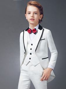 Enfants smoking porter Style moderne Western passerelle <span class=keywords><strong>blanc</strong></span> 5 pièces grand garçon fête de mariage hôte garçon costumes - Product Image 2