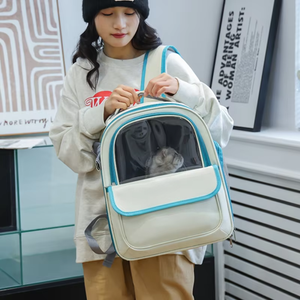 शीर्ष ग्रेड पोर्टेबल बिल्ली यात्रा बैग दो कंधे के पालतू वाहक आउटडोर हवादार पक्ष जिपर खोलने - Product Image 1