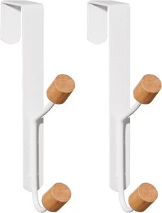 Sturdy Metal Over Door Wooden Hooks Organizer Rack for Hanging <b>Coats</b> Hats <b>Robes</b> Towels,Bathroom Bedroom Door Hangers - Product Image 1