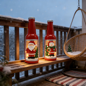 Luces Decorativas <span class=keywords><strong>de</strong></span> Terracota con Forma <span class=keywords><strong>de</strong></span> Botella <span class=keywords><strong>de</strong></span> Santa Claus y <span class=keywords><strong>Muñeco</strong></span> <span class=keywords><strong>de</strong></span> <span class=keywords><strong>Nieve</strong></span> - Adornos Navideños para Patio Interior/Exterior con Brillo LED - Product Image 1