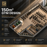 Équipement de gym commercial ZY - Ensemble complet pour la conception de salle de sport de 150 m² - Solution de fitness complète - Planification 3D - Projet clé en main