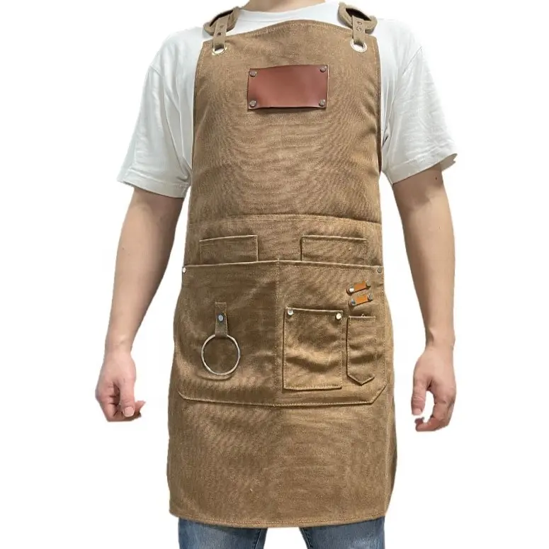 WeaveWin canvas cotton apron wholesale logo custom printed cotton apron for grilling bbq apron manufacturer