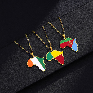 Collar con Colgante de <span class=keywords><strong>Mapa</strong></span> de África Chapado en Oro de 18K, Cadena de Acero Inoxidable, Joyería Unisex para Regalo - Product Image 6