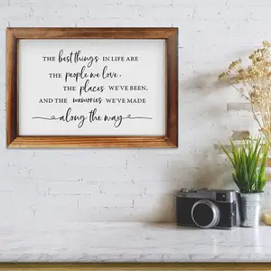 The Best Things In Life Framed Wood Plaque Wooden Wall Table Sign for Home Decor Vintage Wall Art Sign