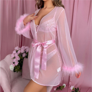 Completo Intimo Sexy in Pizzo Trasparente Stile Europeo e Americano, Camicia <span class=keywords><strong>da</strong></span> <span class=keywords><strong>Notte</strong></span> Sexy - Product Image 1