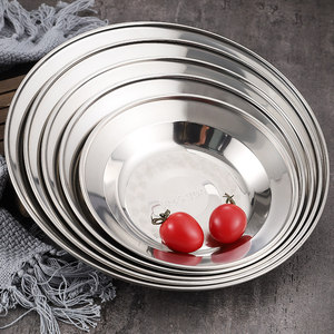 Plato Hondo de Acero Inoxidable 304, Apto para Alimentos, Plato Redondo para Servir, Vajilla para Cocina y Hogar - Product Image 1