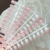 30Pcs/rangée Rose Blanc Dégradé Faux Ongles Art Conseils XS/S/M Amande Artificielle Presse sur Ongles Pointe pour Quotidien Doigt Ongles Décoration