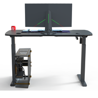 Escritorio de Computadora Ergonómico Moderno Wquantum con Portavasos, Mesa Ajustable en Altura para Trabajar Sentado o De Pie (Superficie de Metal y Madera)