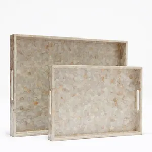Bandeja de Madera para Servir con Diseño Moderno, Hecha a Mano con Mosaico de Nácar, Bandejas Rectangulares Personalizables para Almacenamiento, Venta al por Mayor en Vietnam - Product Image 5