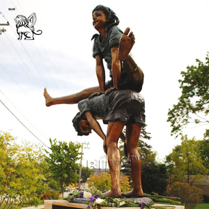 BLVE personalizado al aire libre jardín decoración Metal tamaño real niños jugando escultura <span class=keywords><strong>Moy</strong></span> y Niña estatua de bronce - Product Image 3