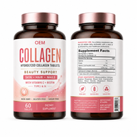 Comprimés de collagène hydrolysé en marque blanche OEM ODM, formule personnalisée, vitamine C, biotine, solutions d'emballage pour les marques de beauté et de bien-être