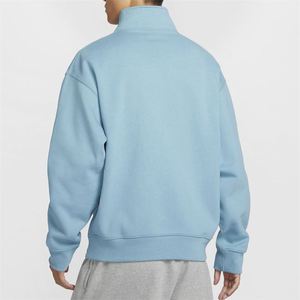 Sweat-shirt à capuche en molleton de coton pour homme, taille plus, fermeture éclair quart, style décontracté pour l'automne, techniques brodées, uni - Product Image 4