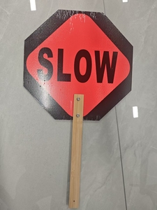 Señal de Advertencia de Tráfico Manual con Mango de Madera Personalizada, Reflectante, de Parada y Reducción de Velocidad - Product Image 6