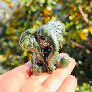 Hot Sale <span class=keywords><strong>Natural</strong></span> Alta Qualidade Cristal Pedra Verde Jade Elefante Cura Pedra Animais Elefante Escultura para Presentes - Product Image 4