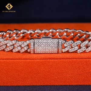 Lab Grown Diamond Bracelet Popular Cuban Chain Cuban Link Chain Necklace Bracelet <b>Men</b> Iced Out Diamond 925 - Product Image 5