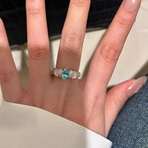 Exquisitos Anillos de Diamantes Ovalados Azules de Moda, Elegantes Anillos Ajustables con Micro Pavé de Circonita Cúbica para Mujeres y Niñas, Regalos - Product Image 2