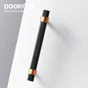 Poignées de meubles en laiton moleté Dooroom, poignées modernes en cuivre noir, pour armoire, commode, boîte à chaussures, tiroir, armoire, bouton - Product Image 4