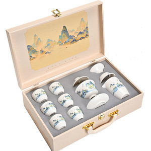 Jiangshan Porcelain Tea Set With <b>Lid</b> Complete Kung Fu Tea Ware Business <b>Gift</b> Set - Product Image 5