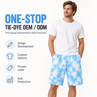 Shorts de bain tie-dye en gros, 100 % coton French Terry épais, écologiques, respirants, pour hommes, taille élastique, OEM ODM