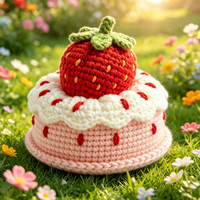 Groothandel Cartoon Aardbeientaart Gebreide Pop Schattige Zachte Fruitcake Gevulde Pop Op Maat Gemaakt Pluche Speelgoed voor Kinderen