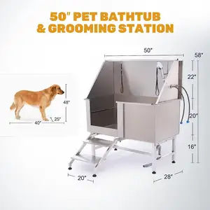 Vasca da bagno per toelettatura per cani in acciaio inossidabile superiore all'ingrosso vasca da bagno per cani in acciaio inossidabile