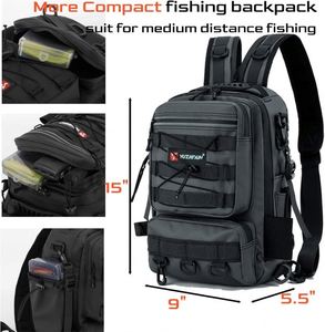 Sac à dos de pêche gratuit pour hommes avec 4 boîtes à matériel, 2 porte-cannes, housse de pluie, grand équipement de pêche - Product Image 3