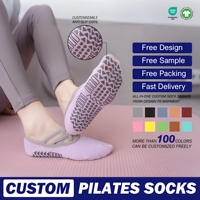 Sports Yoga & Pilates Chaussettes respirantes en coton Lacets entrecroisés Conception de jambes courtes antidérapantes Propriétés absorbant la sueur Fond de logo